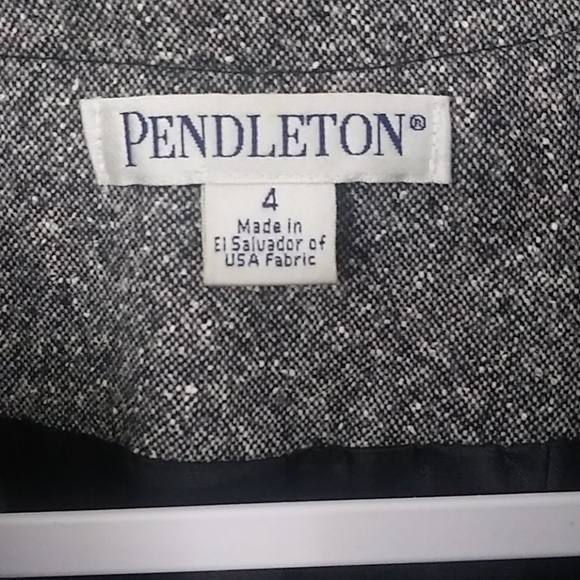 Pendleton Vintage Gray Wool Silk Blend Marble V-Neck Three Button Front Blazer - Picture 6 of 10